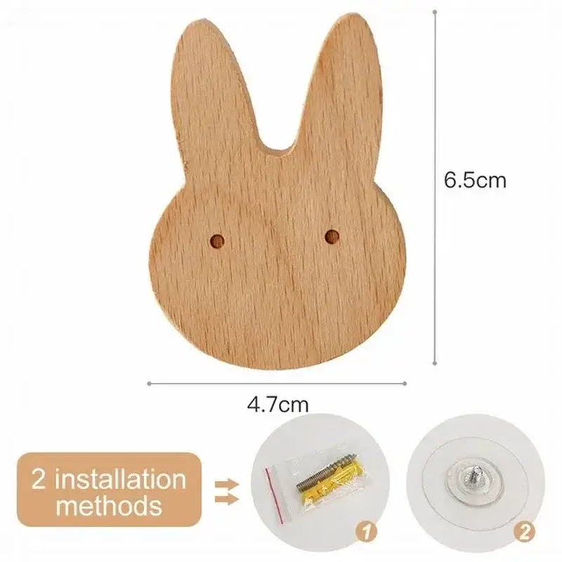 Cute Animal Wooden Wall Hook – Kids Room Coat & Key Holder Decor