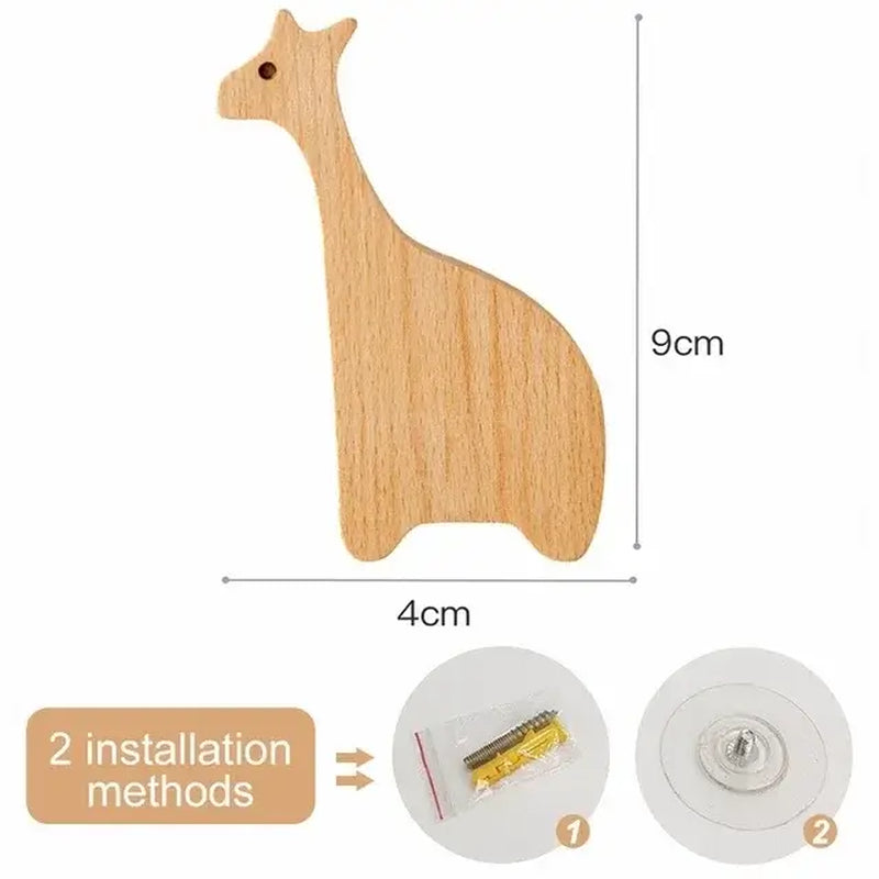 Cute Animal Wooden Wall Hook – Kids Room Coat & Key Holder Decor