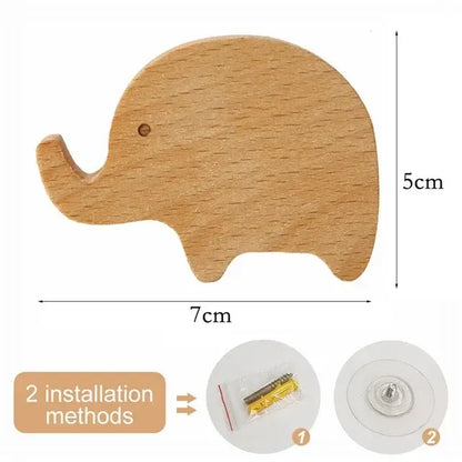Cute Animal Wooden Wall Hook – Kids Room Coat & Key Holder Decor