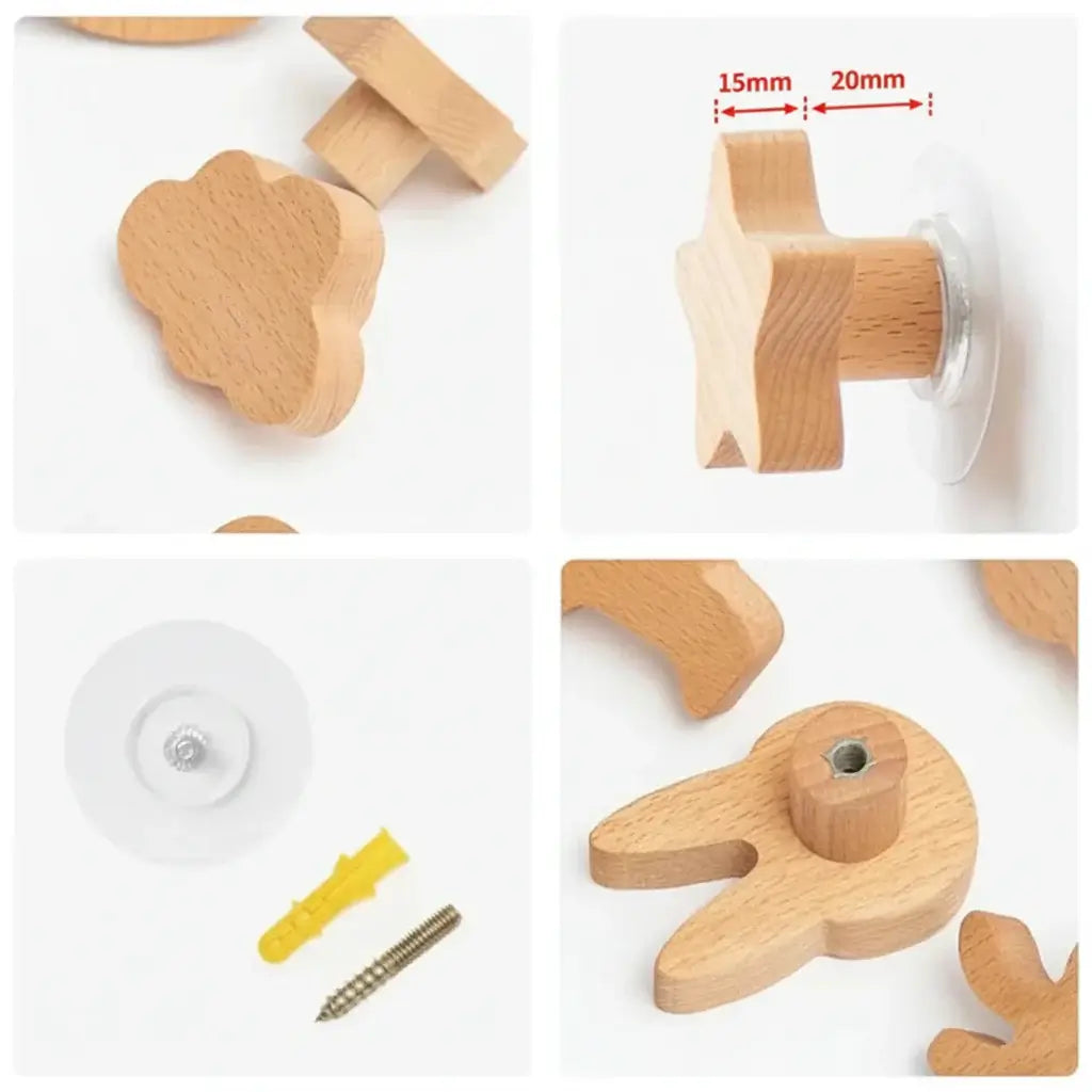 Cute Animal Wooden Wall Hook – Kids Room Coat & Key Holder Decor