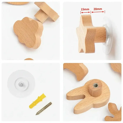 Cute Animal Wooden Wall Hook – Kids Room Coat & Key Holder Decor