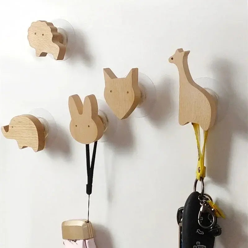 Cute Animal Wooden Wall Hook – Kids Room Coat & Key Holder Decor