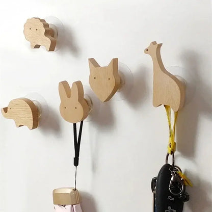 Cute Animal Wooden Wall Hook – Kids Room Coat & Key Holder Decor