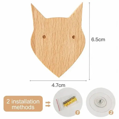Cute Animal Wooden Wall Hook – Kids Room Coat & Key Holder Decor