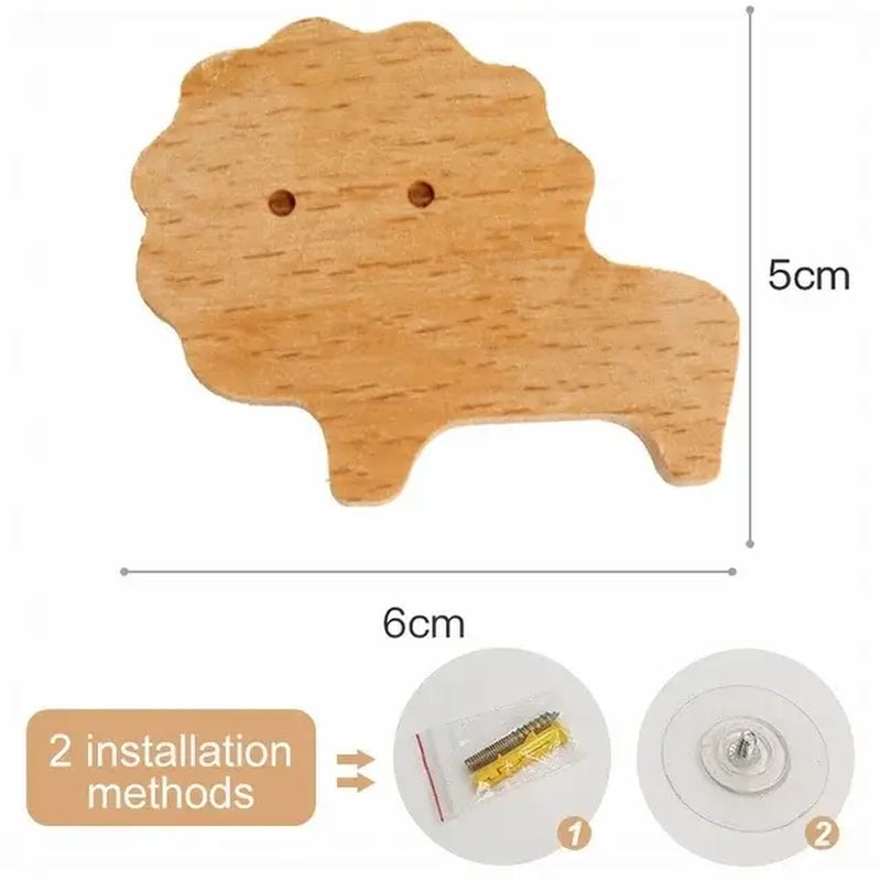 Cute Animal Wooden Wall Hook – Kids Room Coat & Key Holder Decor