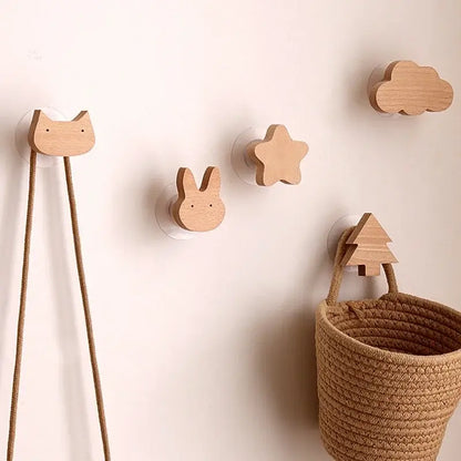 Cute Animal Wooden Wall Hook – Kids Room Coat & Key Holder Decor
