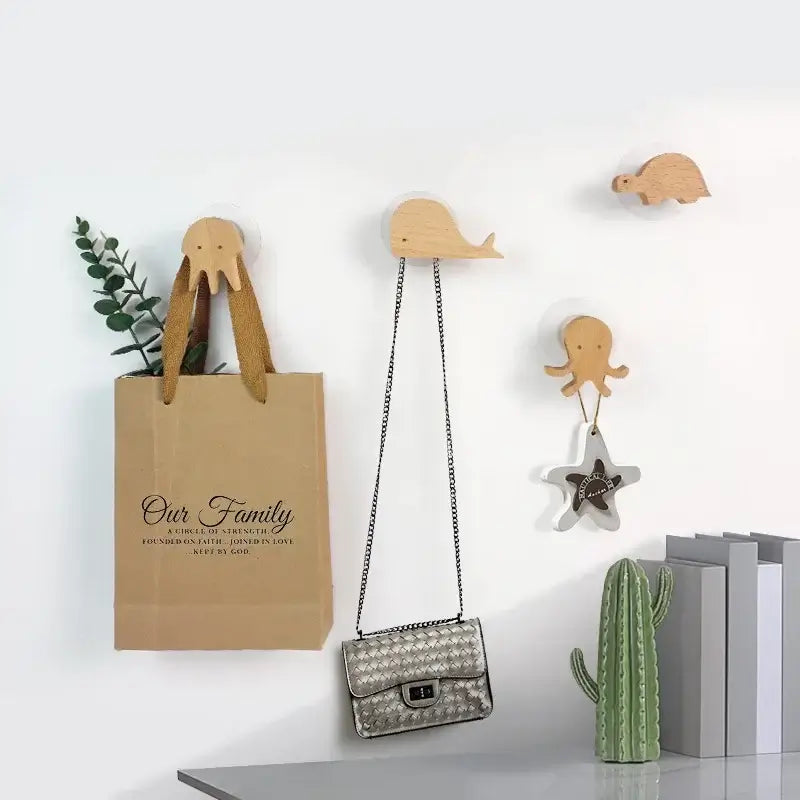 Cute Animal Wooden Wall Hook – Kids Room Coat & Key Holder Decor