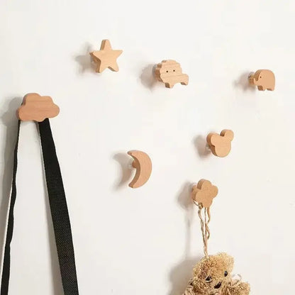 Cute Animal Wooden Wall Hook – Kids Room Coat & Key Holder Decor