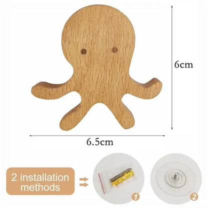Cute Animal Wooden Wall Hook – Kids Room Coat & Key Holder Decor