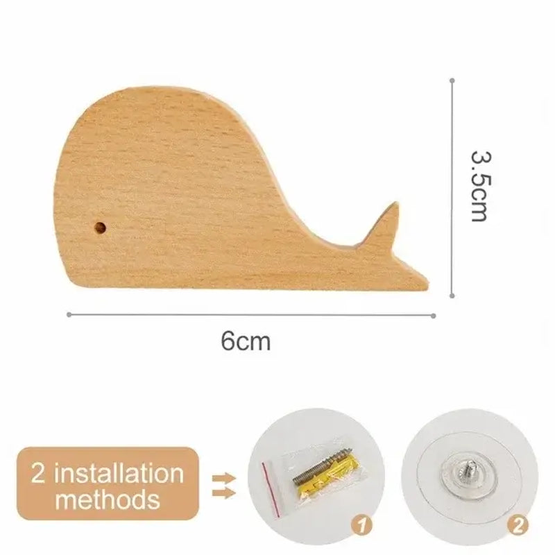 Cute Animal Wooden Wall Hook – Kids Room Coat & Key Holder Decor
