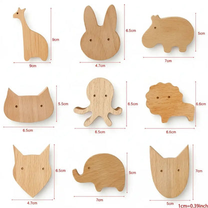 Cute Animal Wooden Wall Hook – Kids Room Coat & Key Holder Decor