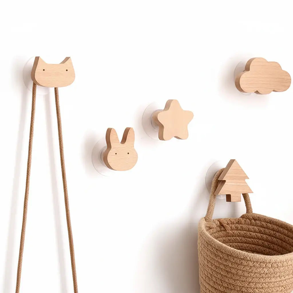 Cute Animal Wooden Wall Hook – Kids Room Coat & Key Holder Decor