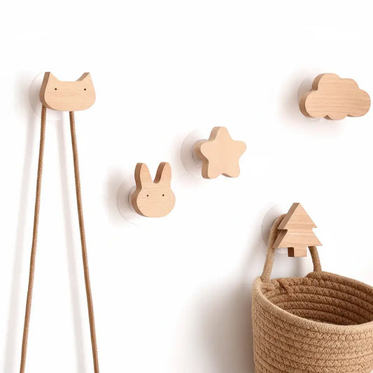 Cute Animal Wooden Wall Hook – Kids Room Coat & Key Holder Decor