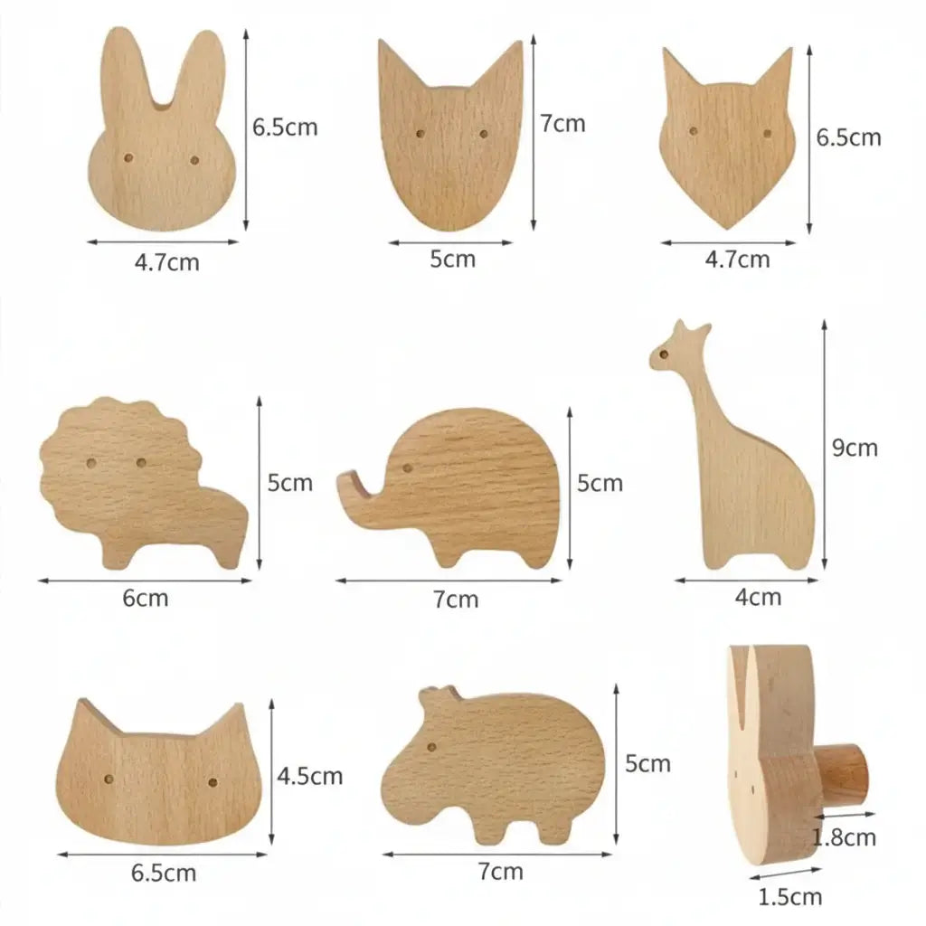 Cute Animal Wooden Wall Hook – Kids Room Coat & Key Holder Decor