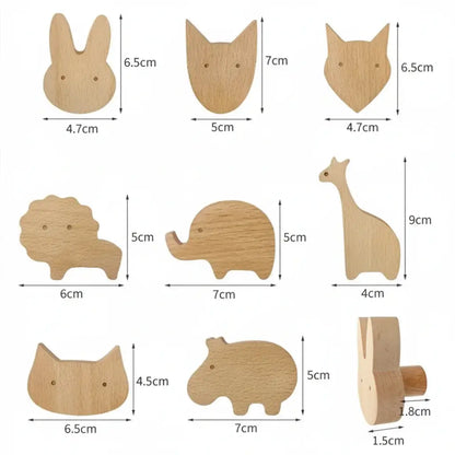 Cute Animal Wooden Wall Hook – Kids Room Coat & Key Holder Decor