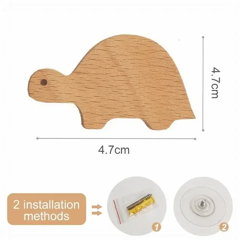 Cute Animal Wooden Wall Hook – Kids Room Coat & Key Holder Decor